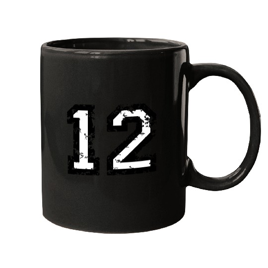 Number 12 (Distressed White) Mugs