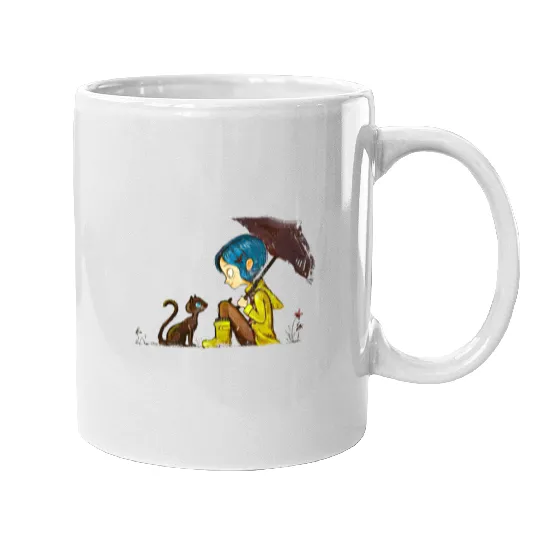Vintage Coraline Mugs, Vintage Coraline Doll Mugs, Vintage Disney Halloween Party Mugs
