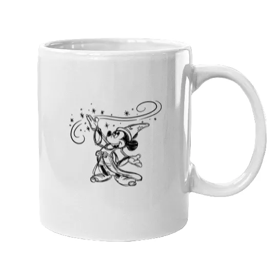 Sketched Sorcerer Mickey Mugs, Matching Disney Mugs, Classic Mickey Mugs