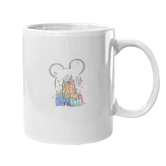 Disney Watercolor Castle Mugs, Mickey Castle Mugs, Disney Vacation Mugs
