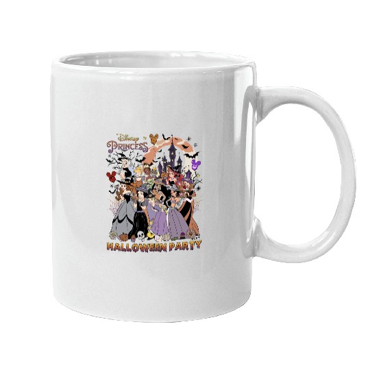 Retro Disney Princess Halloween Party Mugs, Princess Birthday Girl Mugs
