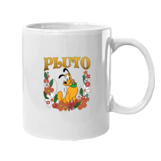 Pluto Dog Disney Floral Mugs, Retro Pluto Mugs, Disney Pluto Mugs, Disney Animal Kingdom Mugs