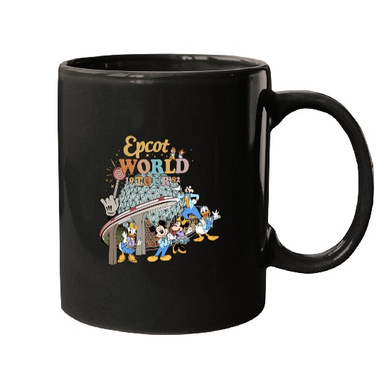 Disney Epcot World Tour Mugs, Retro Disney Epcot Mugs, Mickey And Friends Mickey