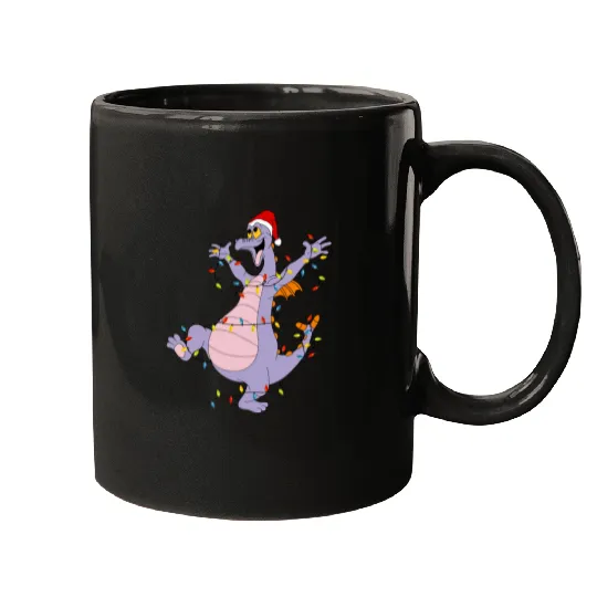 Disney Figment Christmas Lights Mugs, Figment Merry Christmas Mugs, Purple Dragon Epcot Disneyland Christmas Matching Family Mugs