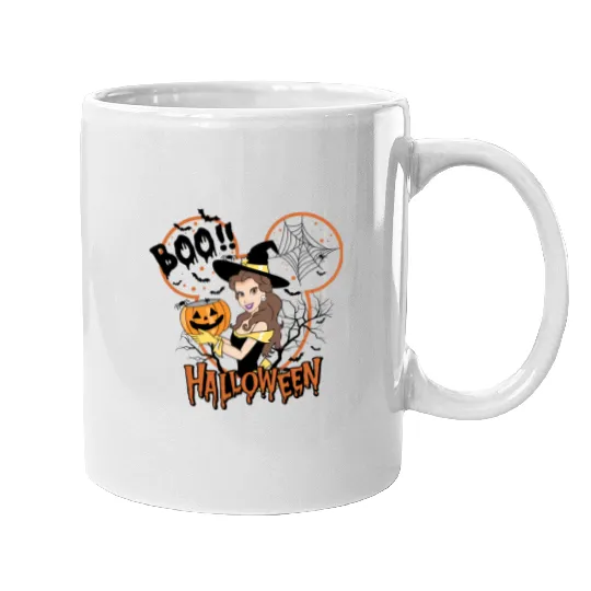 Disney Princess Halloween Boo Mugs,Halloween Mickey Boo Mugs, Halloween Princess Belle Mugs, Princess character Mugs, Princess Belle Mugs
