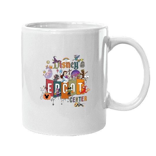 Retro Epcot Center Mugs, Mickey And Friends Mugs, Vintage Epcot Center 1982 Mugs, Disney Epcot World Tour Mugs, Vintage Epcot Est 1982.