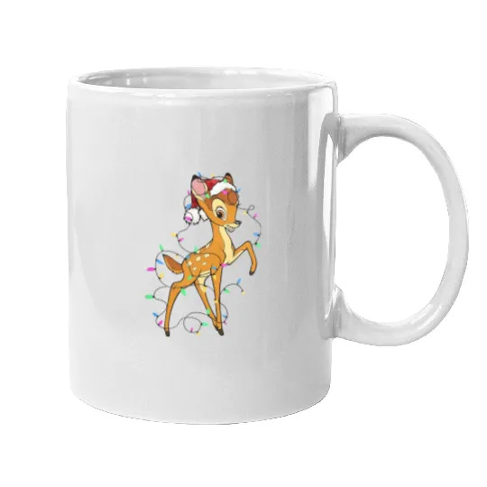 Disney Bambi Christmas Lights Mugs, Santa Bambi Shir