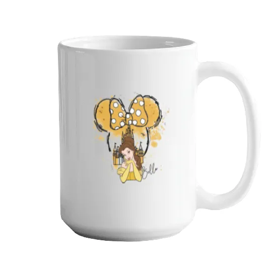 Disney Belle Princess Mugs, Belle Princess Mugs, Watercolor Princess Mugs