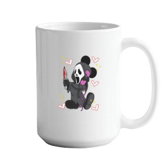 Disney Mickey Scream No You Hang Up Mugs, Mickey Ghost Scream Ghostface Phone Call Mugs
