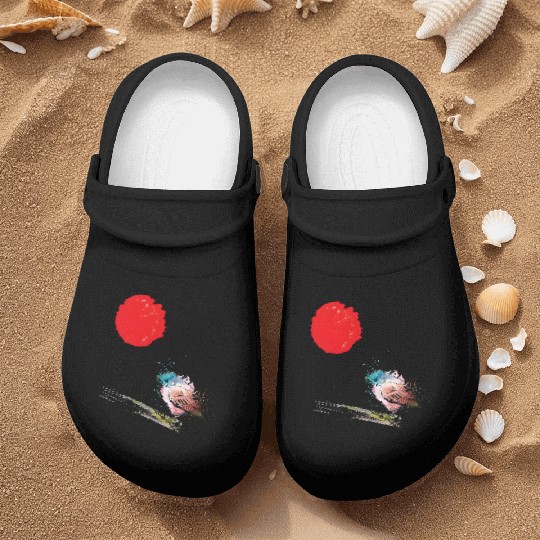 Murakami Birds Red Moon Japenese Nurse Clogs