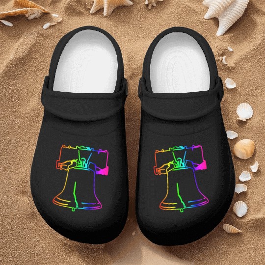 Rainbow Liberty Bell Nurse Clogs