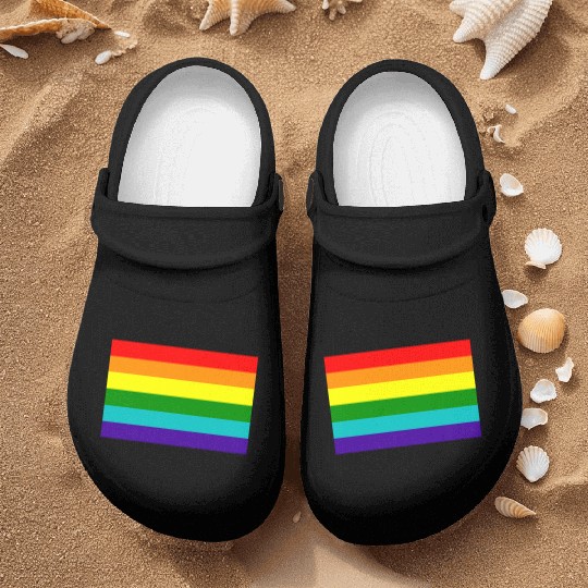 Gay pride rainbow flag Nurse Clogs