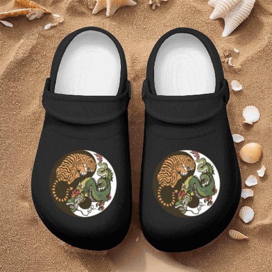 Yin yang tiger & dragon Nurse Clogs