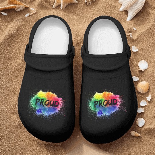 PROUD Color Splash LGBT Gay Pride Rainbow Nurse Clogs