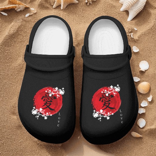 Japanese Kanji Love - Sakura Cherry Blossom Nurse Clogs