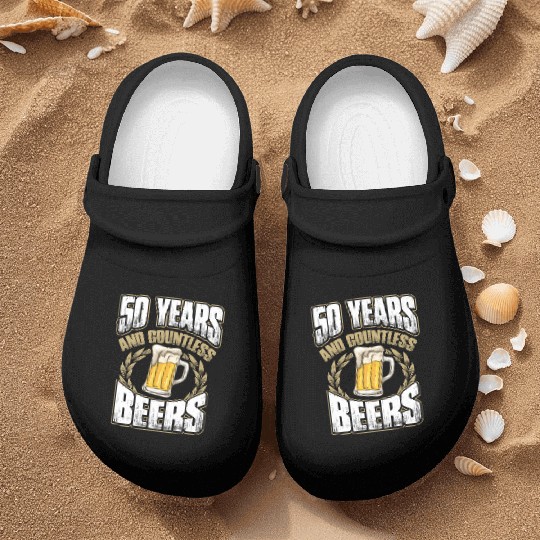 Funny 50th Birthday Nurse Clogs Fifty Years And Countless Beers