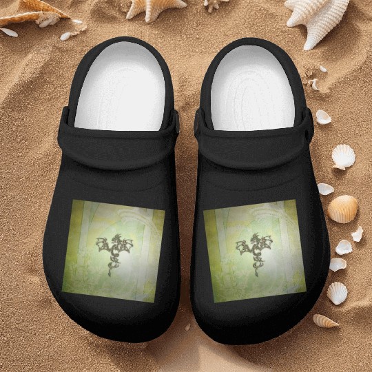 Awesome chinese dragon green colors Nurse Clogs