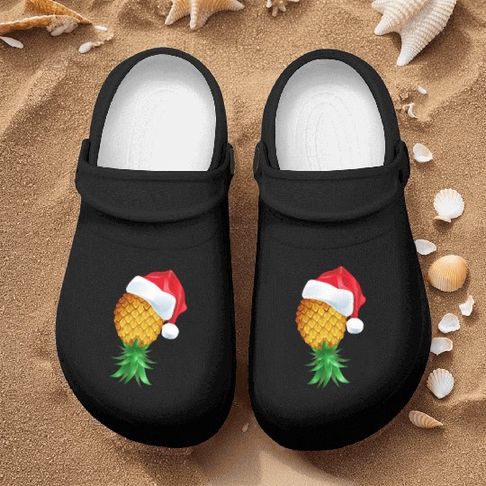 Santa Hat Swinger Upside Down Pineapple Nurse Clogs