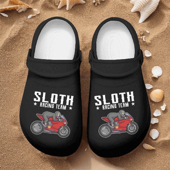 Sloth Racing Team Biker Motorcycle Gift Nurse Clogs