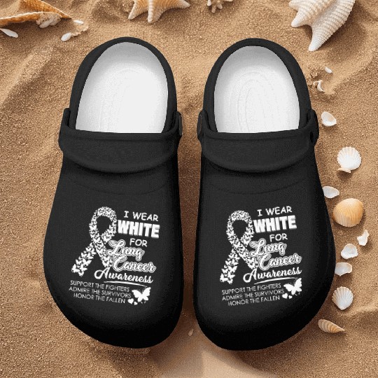 Men Women I Wear White For Lung Cancer Awareness Nurse Clogs