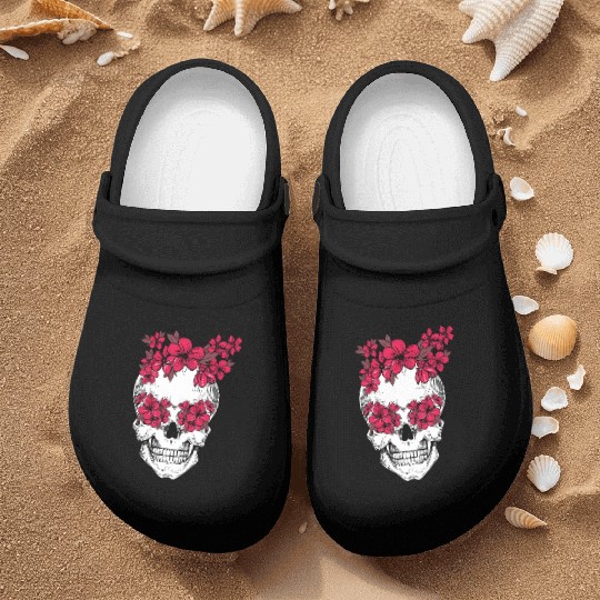 Mexican Skull Flower Lover Florist Cinco de Mayo Nurse Clogs