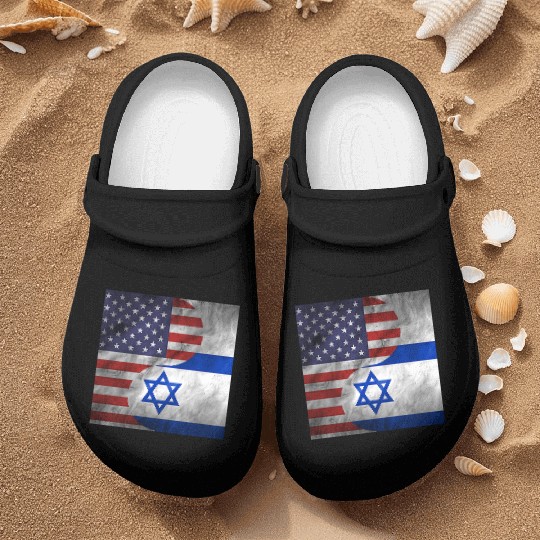 USA Israel Dual Yin Yang Flag Nurse Clogs