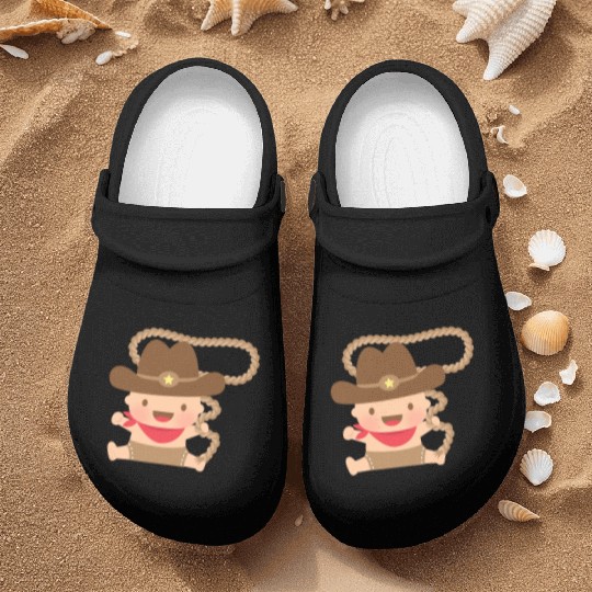 Cute Baby Cowboy Swings Lasso Rope Nurse Clogs