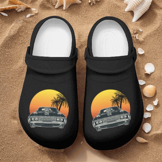 Muscle Car Sunset Nurse Clogs