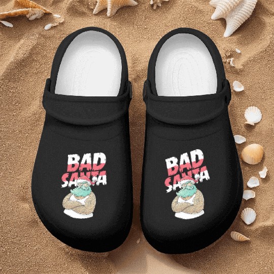 Bad Santa Claus Christmas Tattoo Nurse Clogs