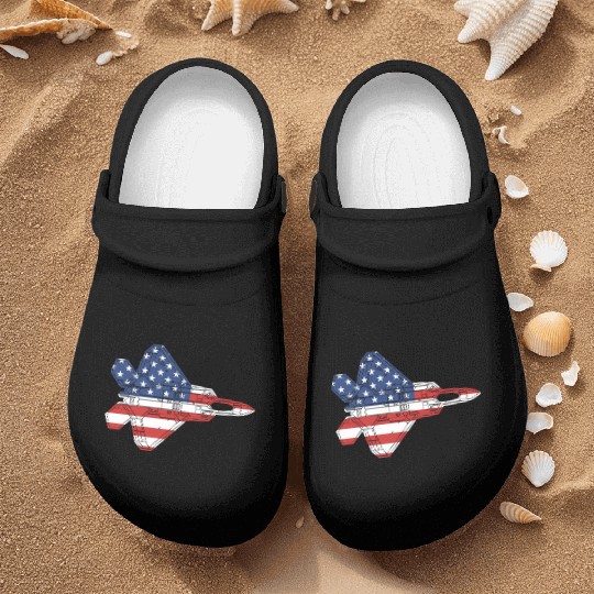 F-22 Raptor Fighter Jet Airplane American Flag F22 Nurse Clogs