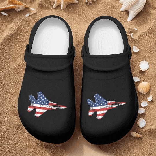 F-15 Eagle Fighter Jet Airplane American Flag F15l Nurse Clogs