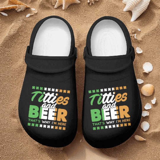 Funny St. Patricks Day Irish Titties And Beer Gift Nurse Clogs