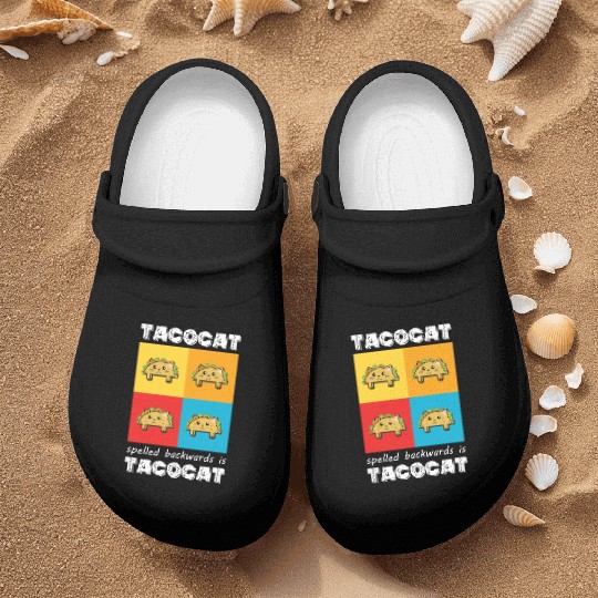 Funny Taco Cat Tacocat Spelled Backwards Palindrom Nurse Clogs