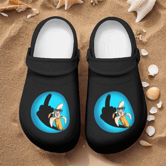 Dirty joke middle finger banana halloween shadow Nurse Clogs