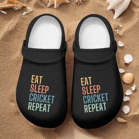 Eat Sleep Cricket Repeat Nurse Clogs