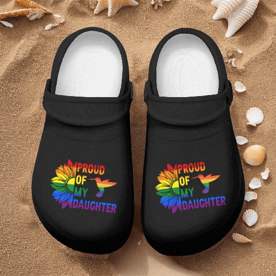 Proud of My Daughter Gay Pride Rainbow Sunflower Nurse Clogs