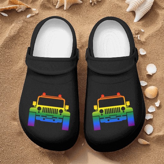 Rainbow Pride Jeeps LGBT Nurse Clogs