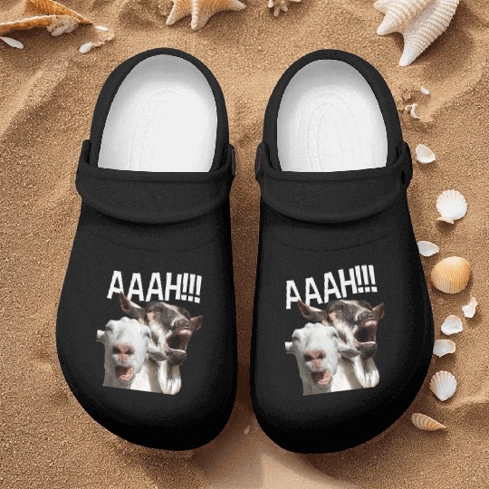 Screaming Goats AAAH Funny Crazy Goat Lover Print Nurse Clogs