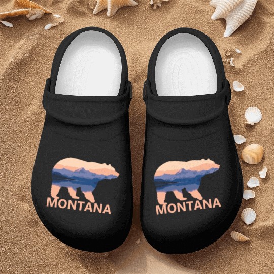 Montana Bear Nature Hiking Camping Gift Nurse Clogs