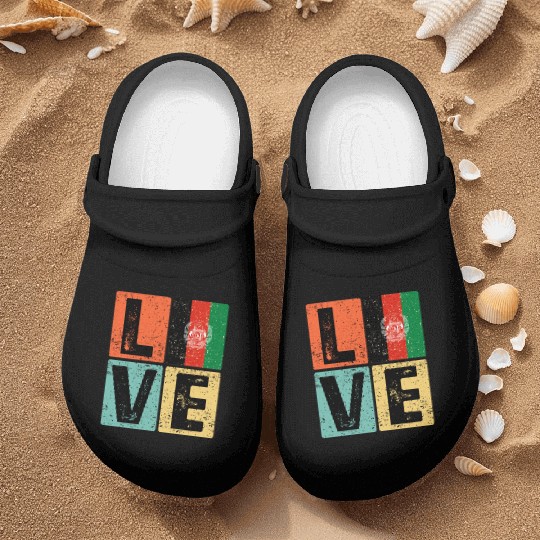 I Love Afghanistan Flag for Afghan Pride Nurse Clogs