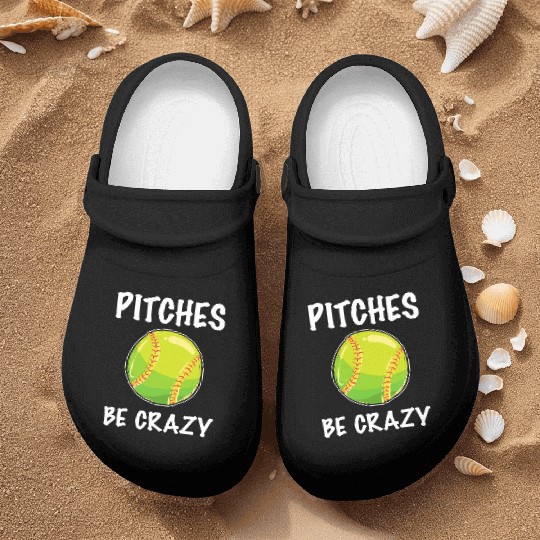 Softball Player Pitcher Pitches Be Crazy Softball Nurse Clogs