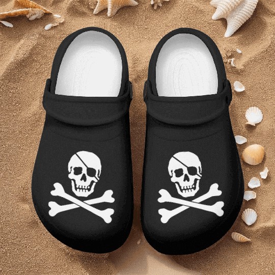 Jolly Roger Pirate Flag Skull and Crossbones Nurse Clogs