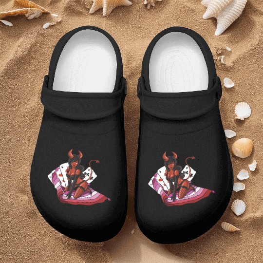 Lesbian Cool Devil Women Colors Of Lesbian Flag Nurse Clogs
