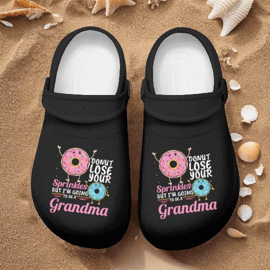 Donut Sprinkles Grandma Gender Reveal Pregnancy Nurse Clogs