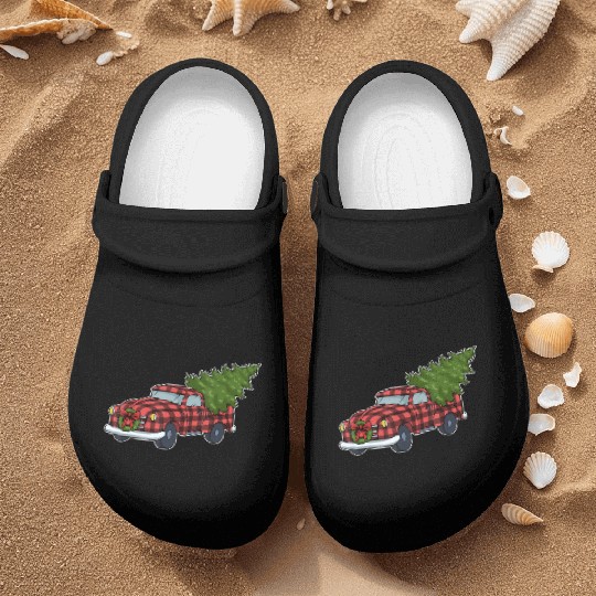 Buffalo Plaid Red Truck Christmas Tree Xmas Gift Nurse Clogs