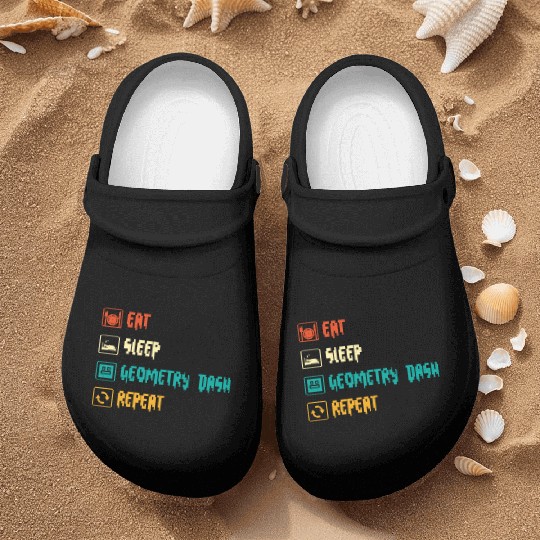 Eat sleep geometry dash repeat retro Jumper Repeat Nurse Clogs