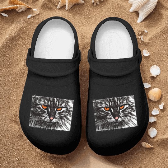 funny cat face Nurse Clogs