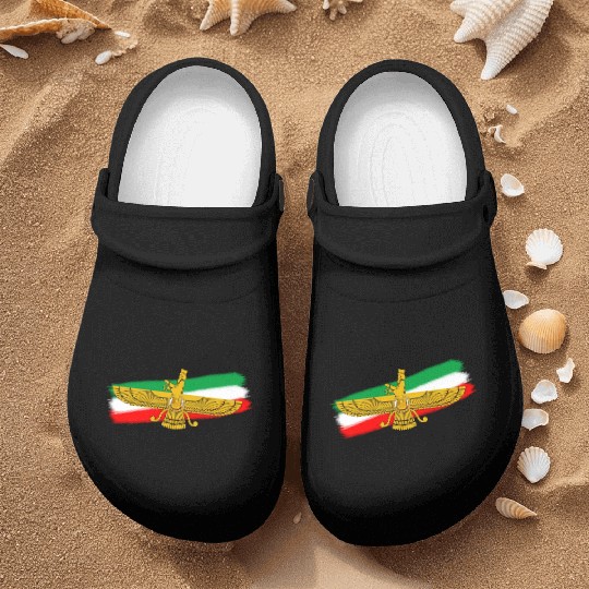 Iran Flag Faravahar Lion Sun Nurse Clogs