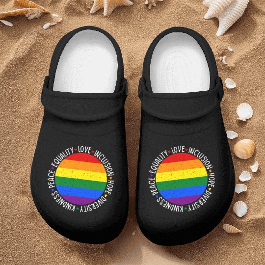 Kindness Equality Love LGBTQ Rainbow Flag Gay Nurse Clogs