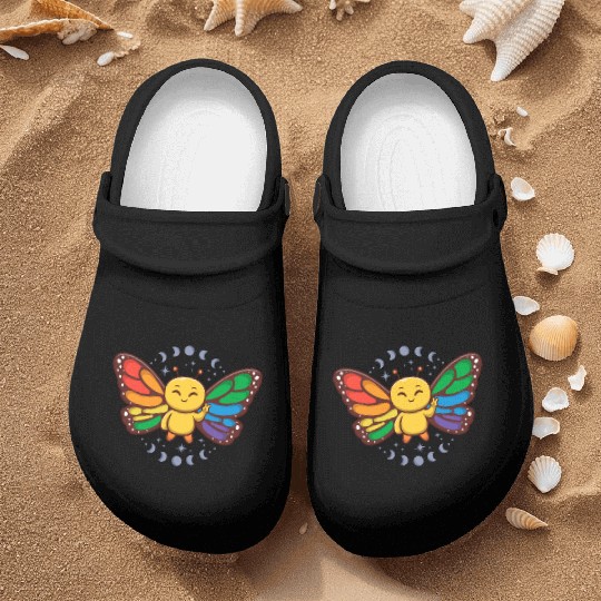 LGBTQ Rainbow Flag Monarch Butterfly Pride Month Nurse Clogs